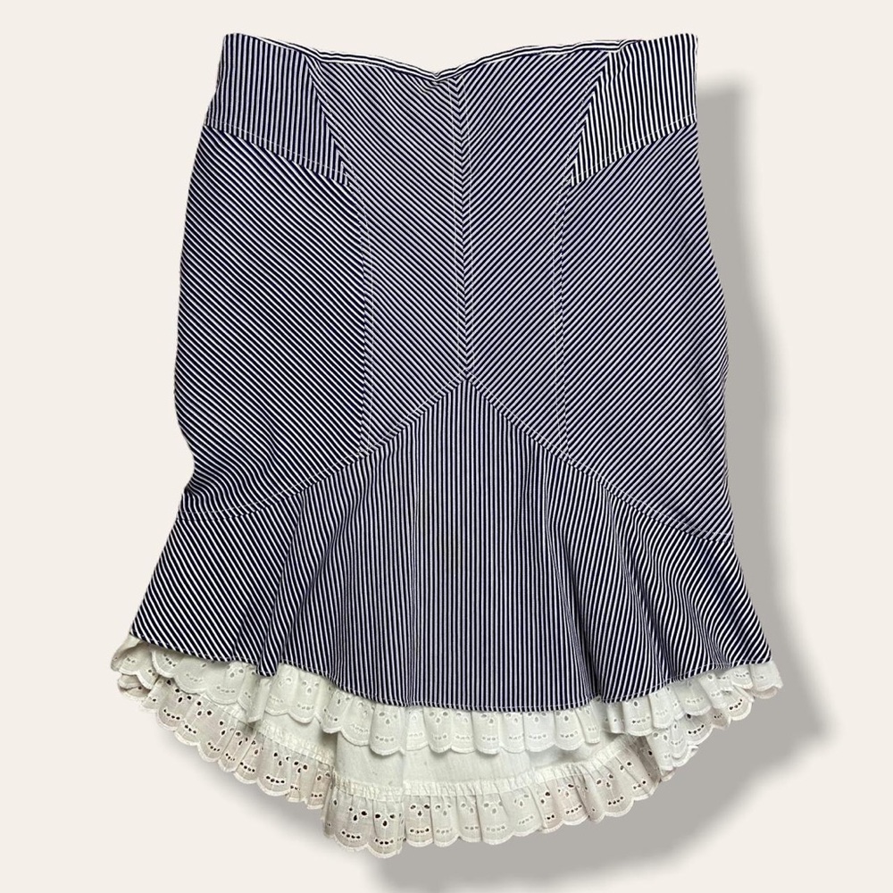Vintage Fredericks of Hollywood Striped Ruched Bodycon Skirt M